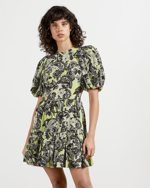 <P>Paisley Mini Puff Sleeve Dress</P>
<P><Meta Charset="Utf-8"><Span>Here Comes The Remeiy Dress With Short Puff Sleeves, ...